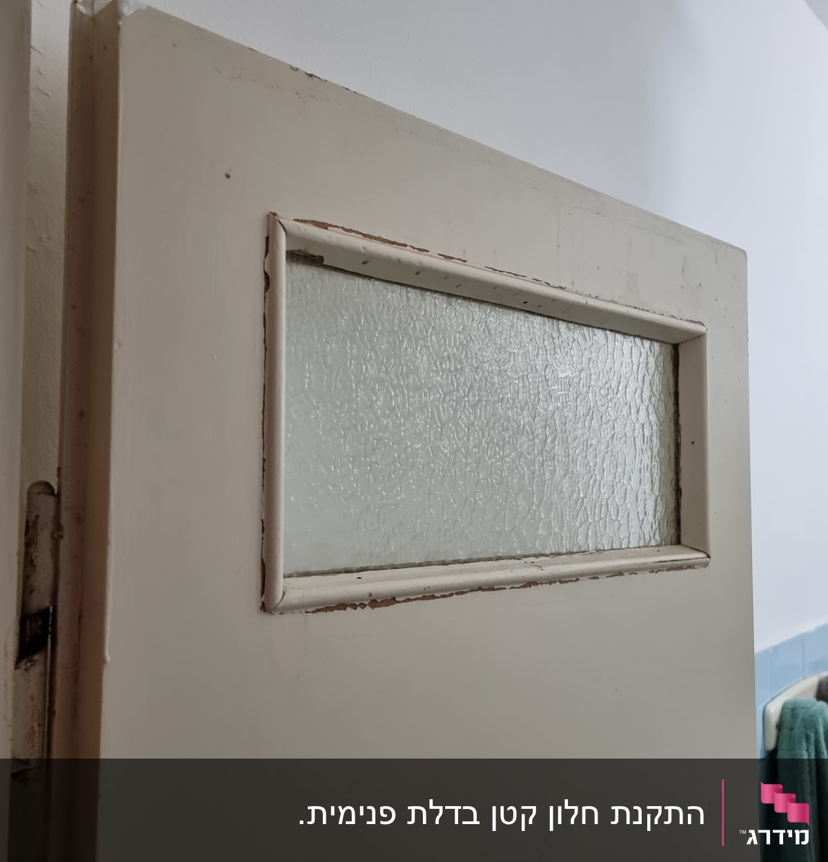 זכוכית מחוספסת במסגרת דלת עץ